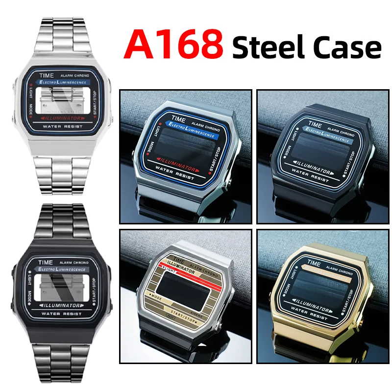 

Модифицированный комплект A168WA: Корпус из нержавеющей стали для часов Casio A168 A168WA, модифицированный металлический безель с стеклом, водонепроницаемые винты.