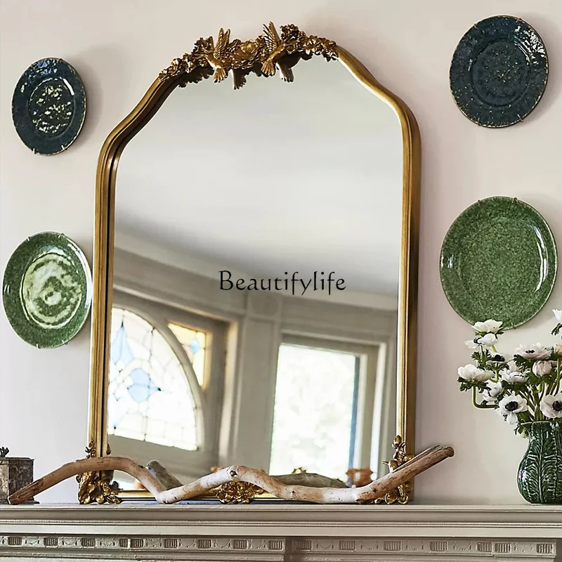 

04*French retro mirror fireplace decoration bathroom vanity living room full mirror