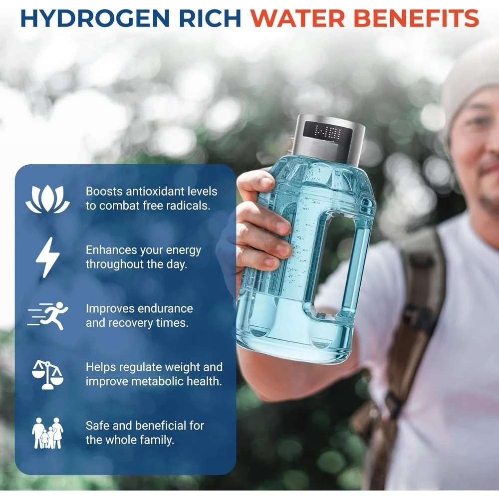 حار بيع. إبريق زجاجة مياه الهيدروجين 2025، مولد مياه الهيدروجين المحمول مع شاشة رقمية، ما يصل إلى 4000 رطل، سعة 51 أونصة - جديد #5