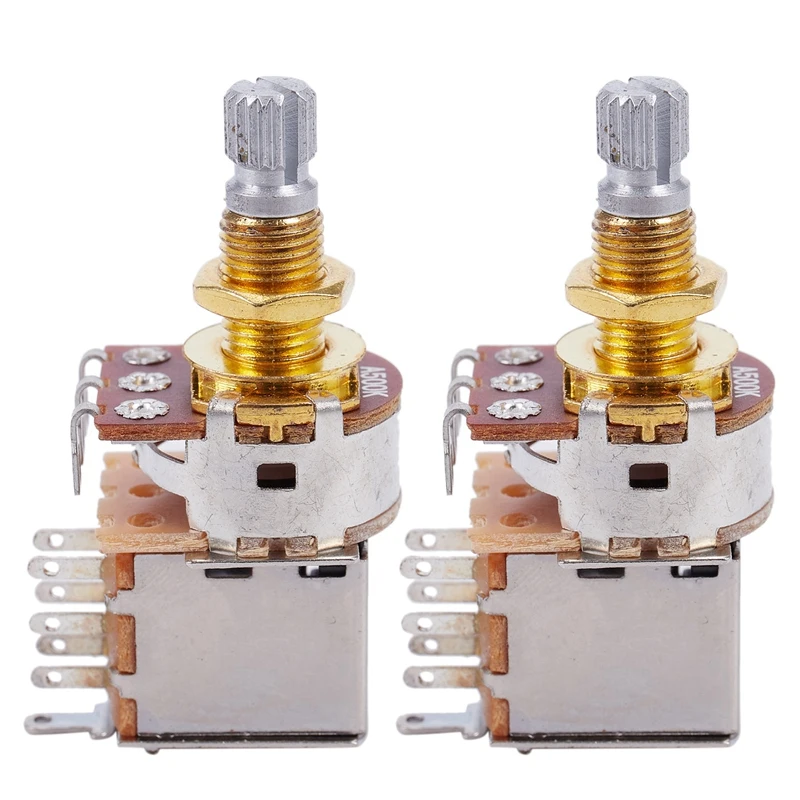 2X Guitar Pots 500K Short Split Shaft Audio Taper Push/Pull Potentiometer