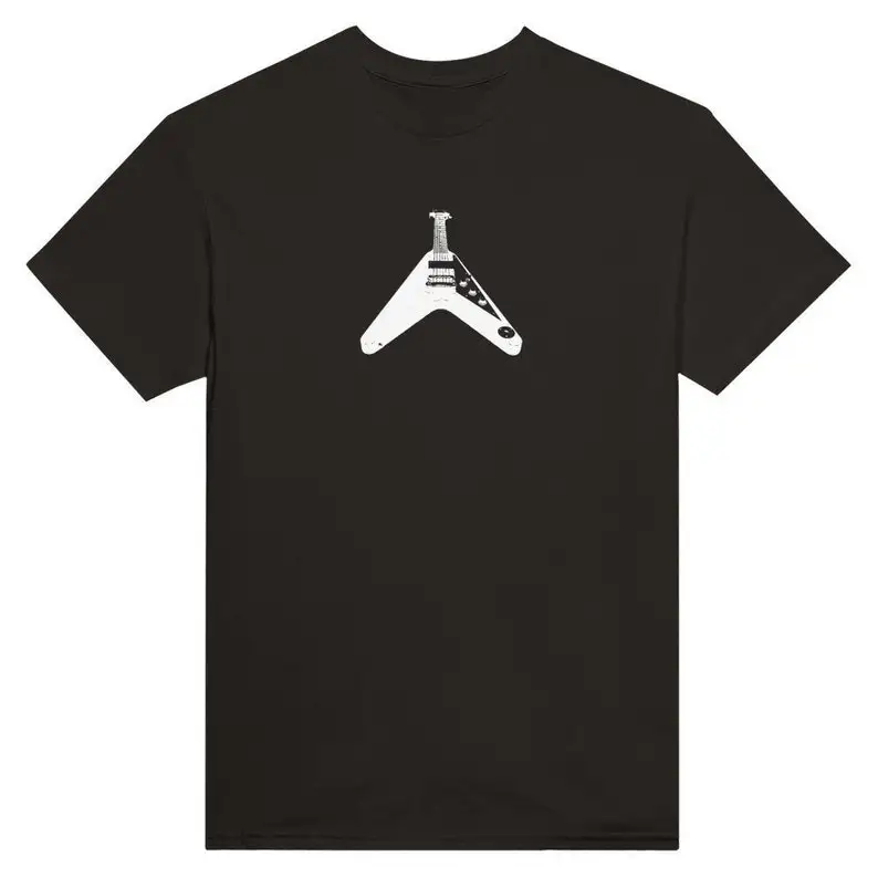 Flying V Guitar Monochrome T-Shirt | Classic Heavyweight & Organic Styles | Variety of Colors