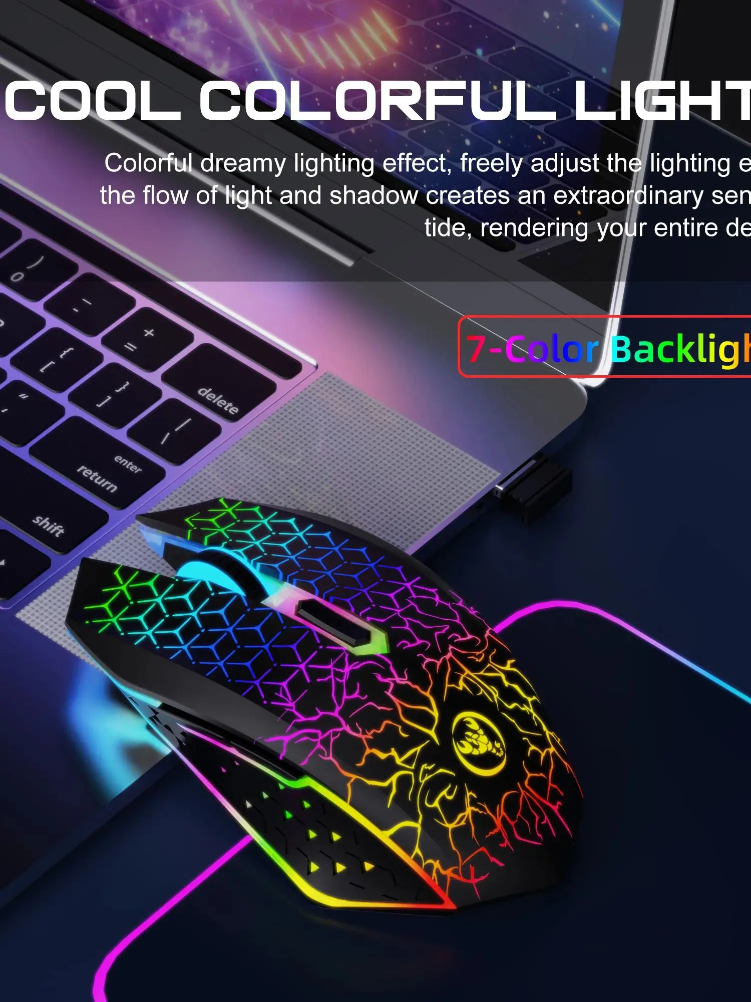 2025 novo mouse sem fio duplo hxsj t34 6d 1600dpi rgb retroiluminado botão mudo ergonomia 500mah