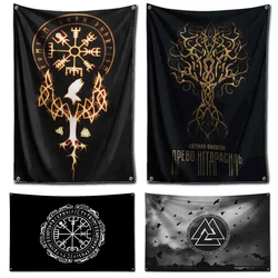 3x5 Ft Viking Nordic Mystical Symbol Flag Polyester Digital Printing Banner for Living Room Wall Art Out Door Decoration