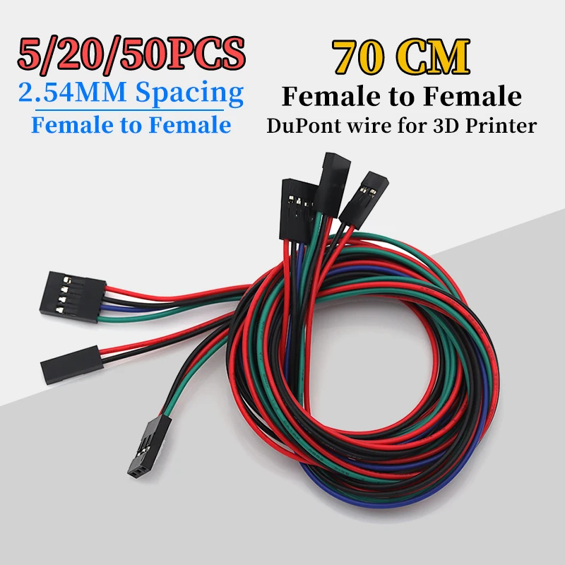 5/20/50Pcs 700mm Female to Female DuPont Cable 2pin/3pin/4pin for DIY kit