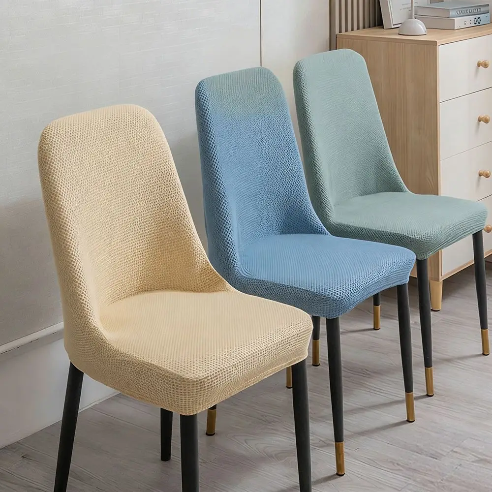Simple High-elastic Dining Chair Cover Curved Jacquard Integrated Seat Cover Anti-slip Soft Stool Slipcover for Home Decoration