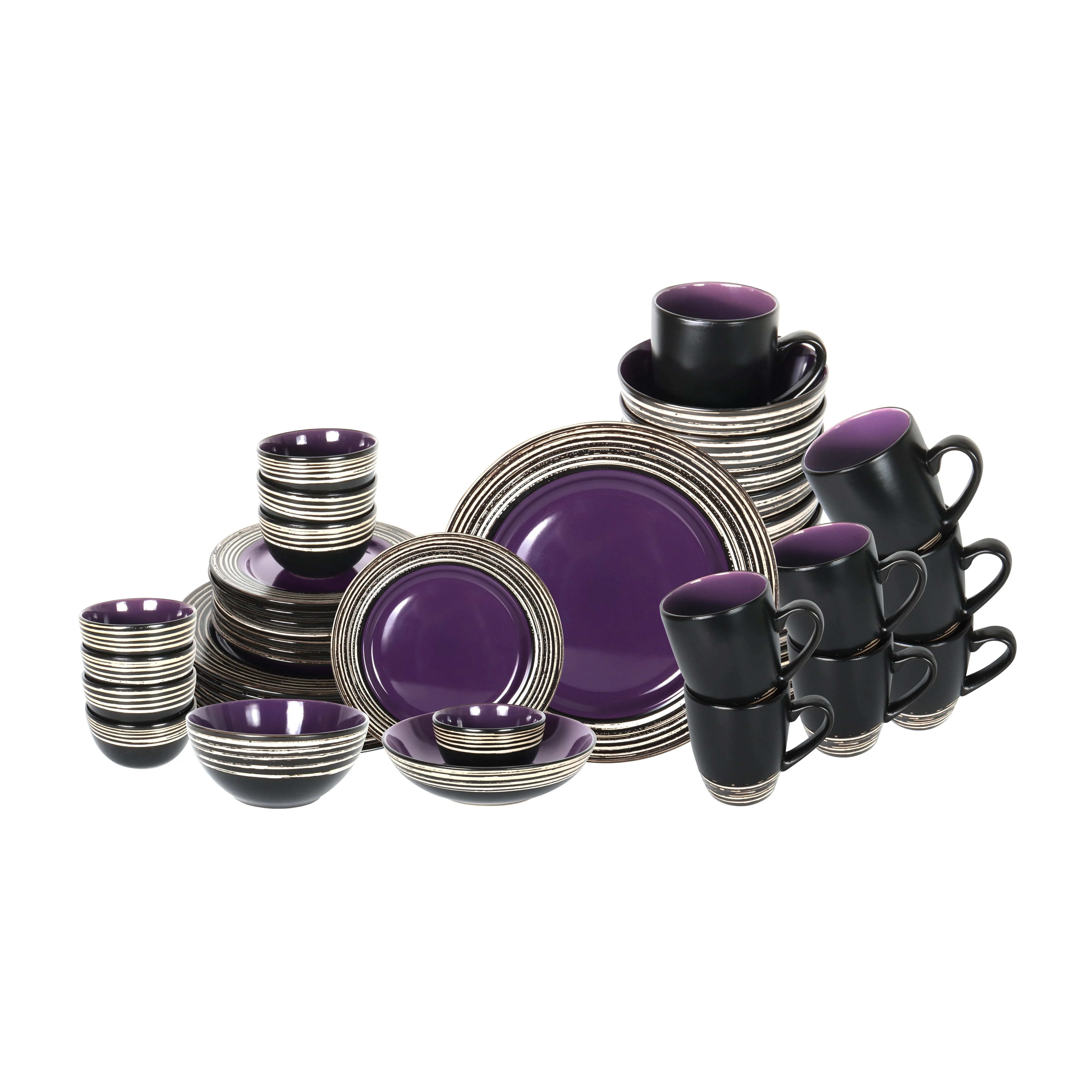 

48pcs Stoneware Dinnerware Set, Tree Bark Textured tableware set Service for 8, Freezer, Microwave & Dishwasher Safe, Durable & Stylish, A Must-have Kitchen Item for Home Cooking Enthusiasts, Suitable for Home, Party; Thoughtful Housewarming Gift Idea;
