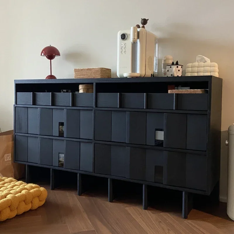 Armario de almacenamiento nórdico de Cinco cubos, mueble de madera maciza, multifunción, lateral, Moderno