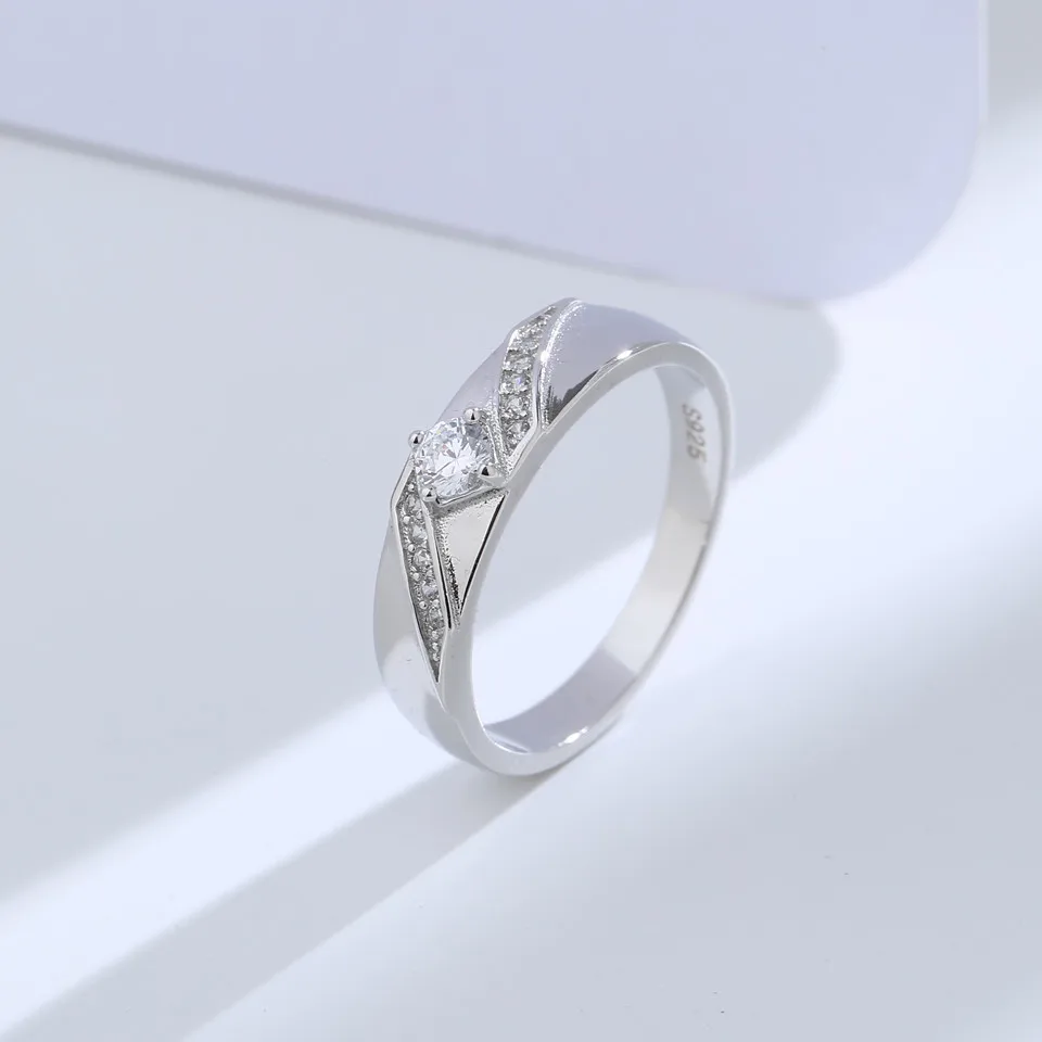 

Buyee 925 Sterling Silver Fashion Couples Ring White Zircon Ring Finger for Women Men Classic Wedding Fine Jewelry Circle Gift