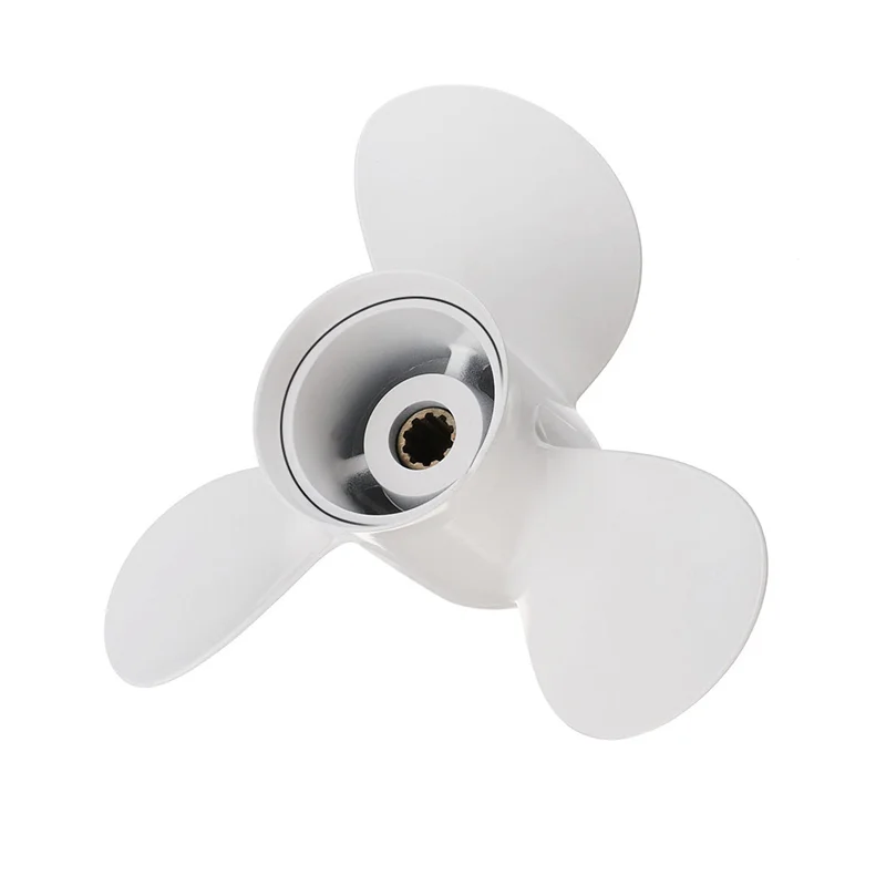 3X 664-45949-02-El Marine Boat Outboard Propeller 9 7/8 X 13 For  20-30Hp Right-Hand Rotation 3 Blades White