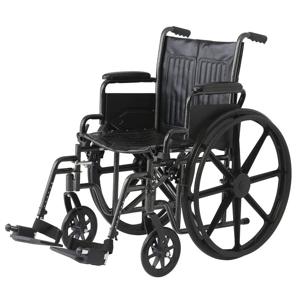 Cadeira de Rodas para Adultos com Braços Ajustáveis e Descanso para Pernas Retrátil; Assento de 18 Polegadas