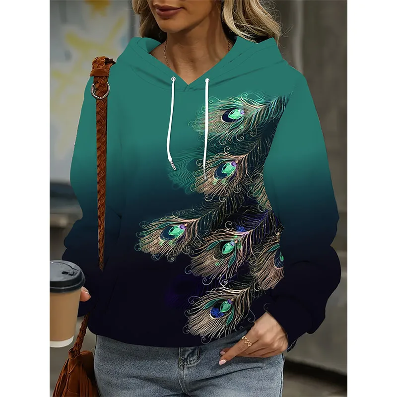 Pióro Dreamcatcher 3D Print Bluzy z kapturem Kobiety Casual Bluzy z kapturem Streetwear Y2K Pullover Harajuku Dres Odzież Damska