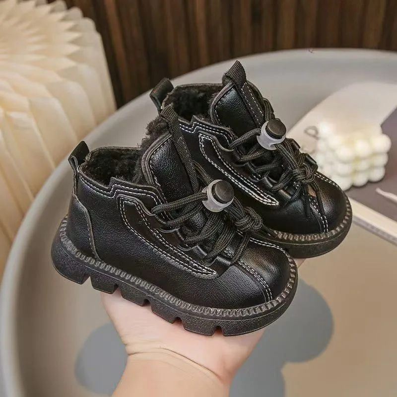 

Kids Winter Boots Boys Girls Snow Boots Warm Cotton Lined Shoes European Style Casual Footwear for Toddler Children