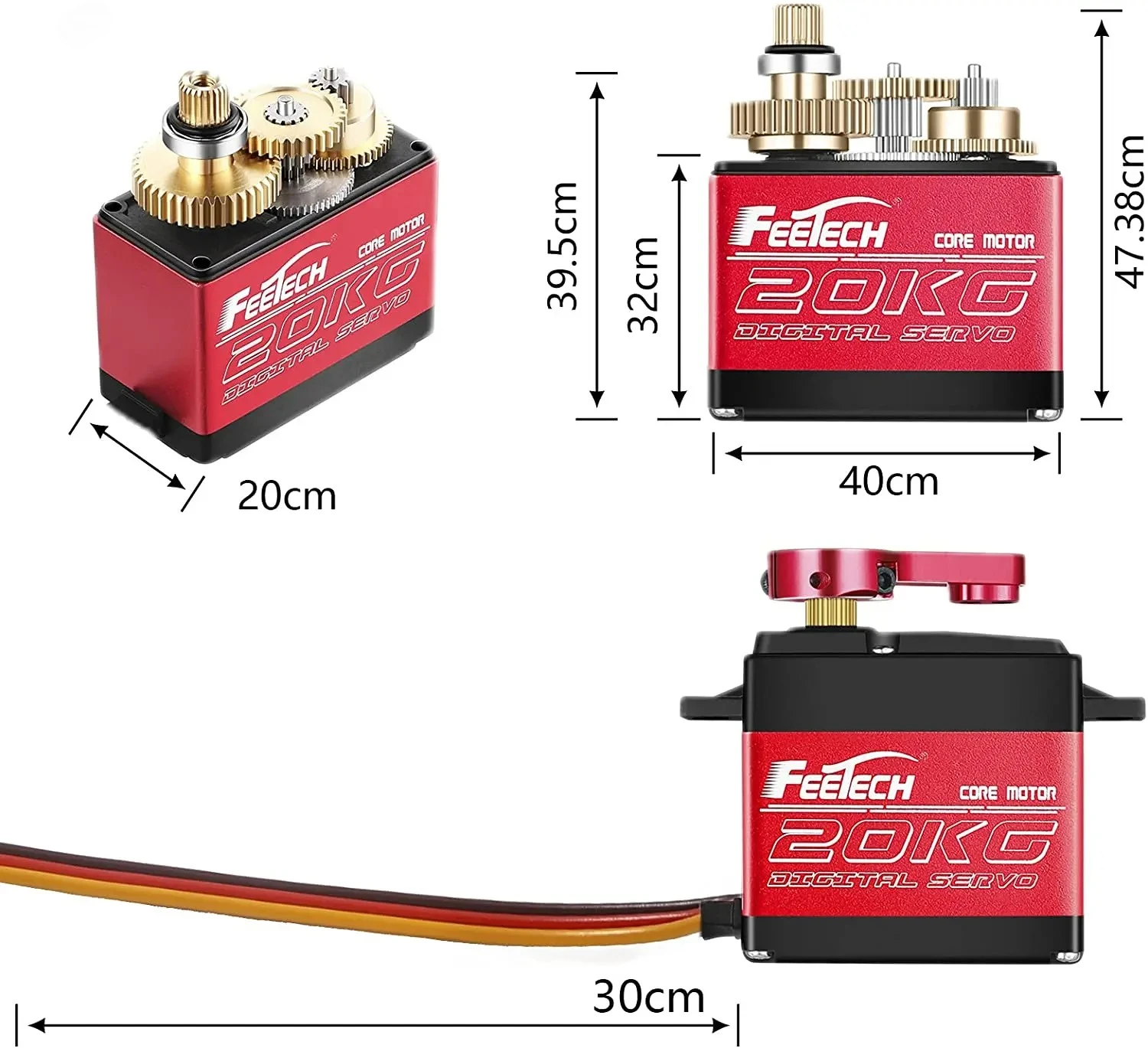 Feetech FT5320M 20kg 7.4V 180도 방수 서보 고속 메탈 기어 디지털 서보 바하 서보 25T 암 1/8 1/10 RC 자동차용