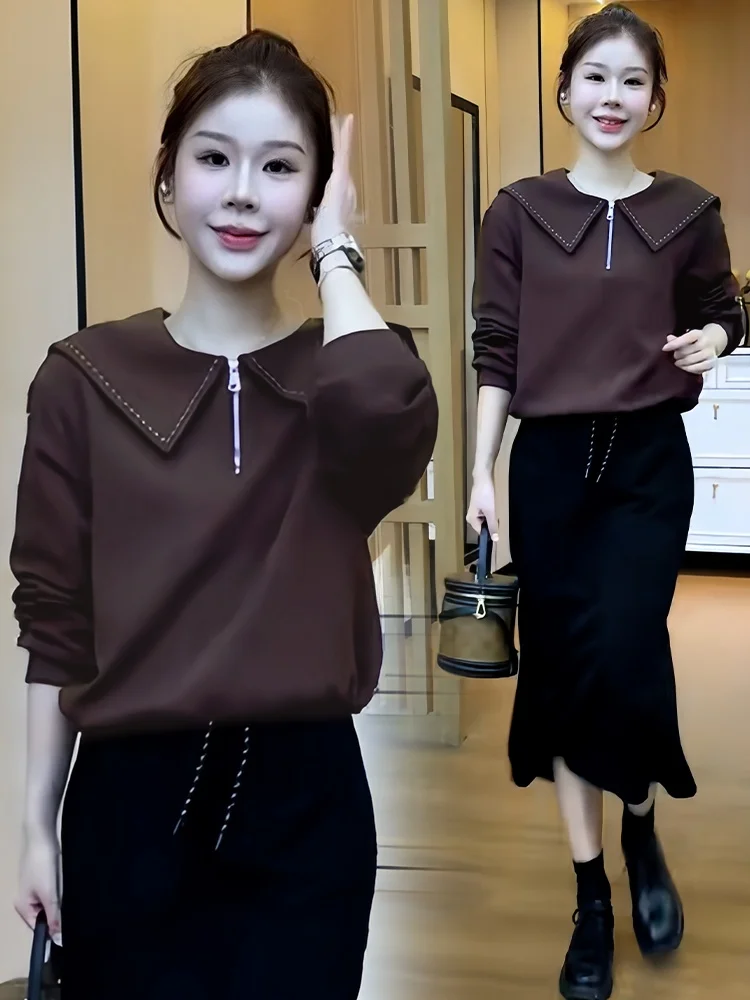 Ele Long Sve Felpa da donna Faion Autunno 2026 Dimagrante Versatile Anti-età Top Unico Sli Coreano Sle