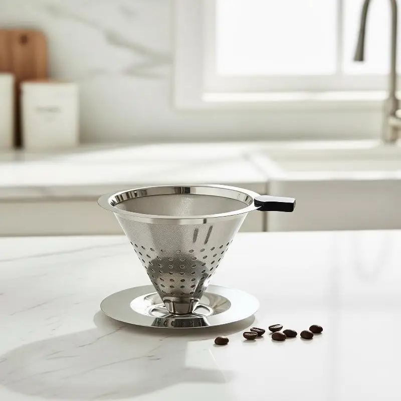 Stainless Steel Pour Over Coffee Filter Ultra Fine Mesh Reusable Durable Dripper Perfect Gift for Coffee Enthusiasts