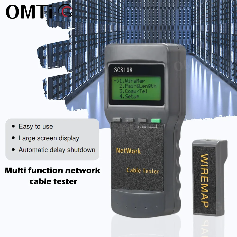 

SC8108 Portable Network Meter&LAN Phone Cable Tester Meter With LCD Display CAT5 RJ45