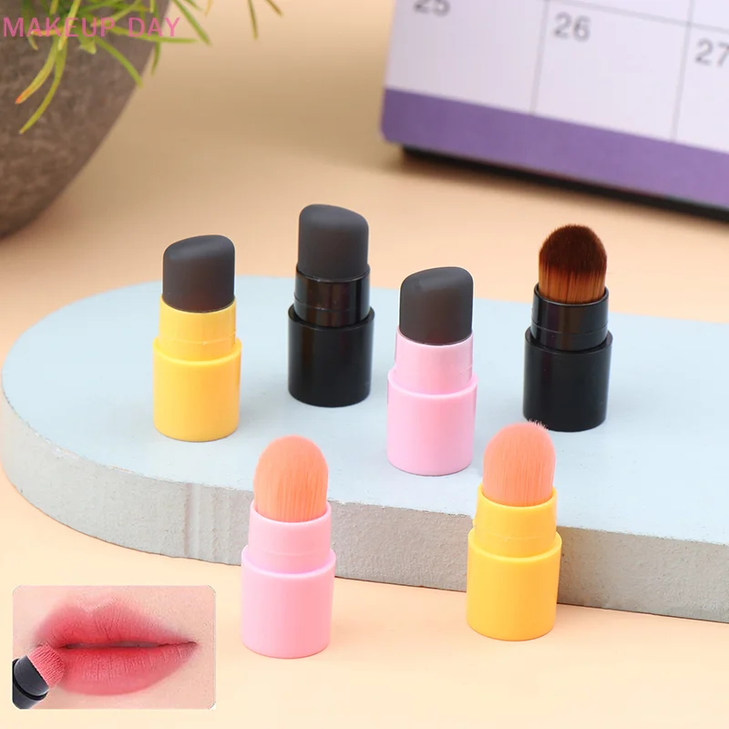 Angulado Silicone Lip Brush, corretivo maquiagem ferramenta, cabeça redonda portátil, pontas dos dedos, Q Soft Batom, pontas dos dedos