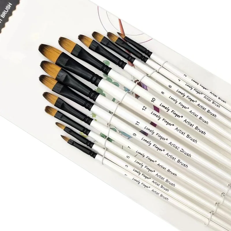 12pcs Professional Artist Paint Brushes Set Synthetic Nylon Tips Paintbrush - Perfect for Oil, Acrylic & Watercolor Painting!