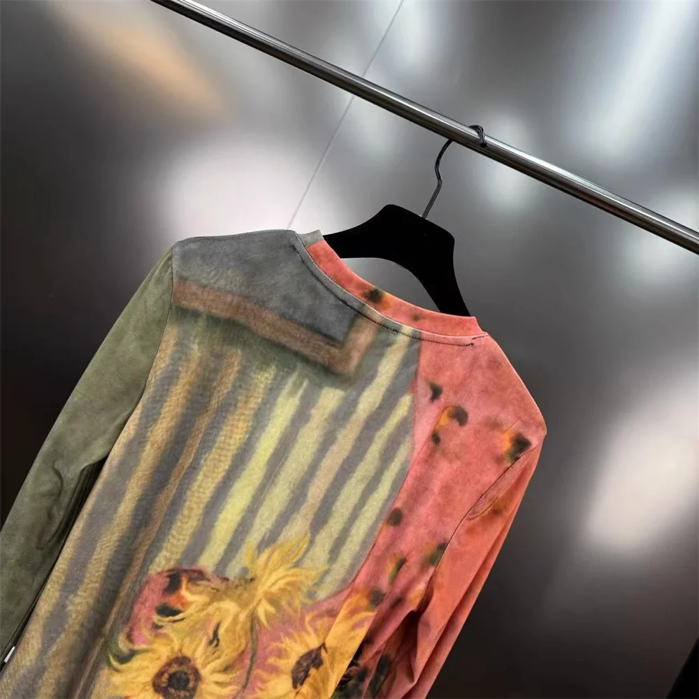 2025 Women's Fashion T-shirts, Shirts, Mesh, 3D Printing, Corsets, Tops, Pullovers, y2k New, High-quality, Long-sleeved T-shirts