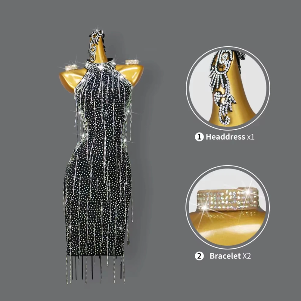 2025 Latin Dans Jurk Meisje Lijn Kostuum Dames Sport Feestpak Nieuwe Podium Rok Danskleding Kleding Sexy Lange Outfits Aangepast