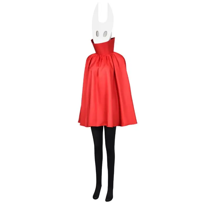 Hollow Knight Silksong Hornet Cosplay Costume Full Set Red Cloak Pants Gloves Mask for Halloween Carnival Performance
