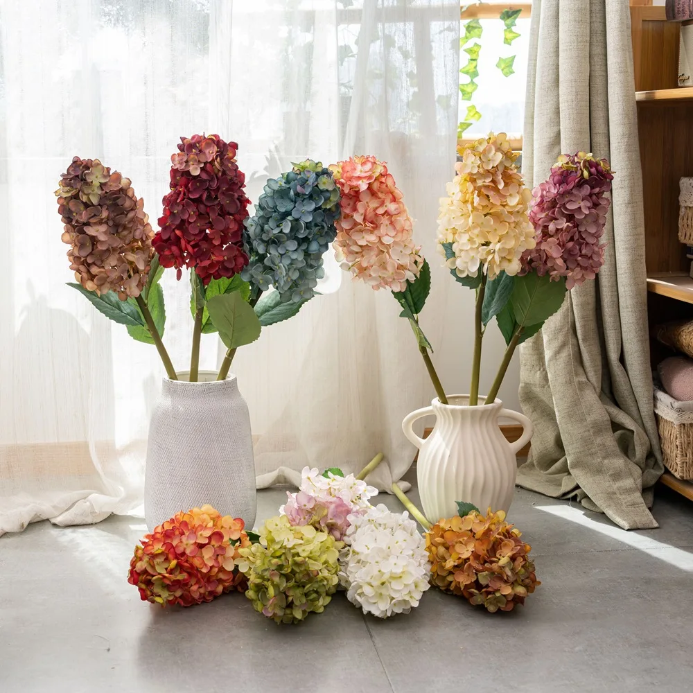4 Stück Künstliche Hortensien-Seidenblumen zur Dekoration für Zuhause, Kunstblumen für Hochzeitstisch, Blumenarrangement, Party-Bouquet