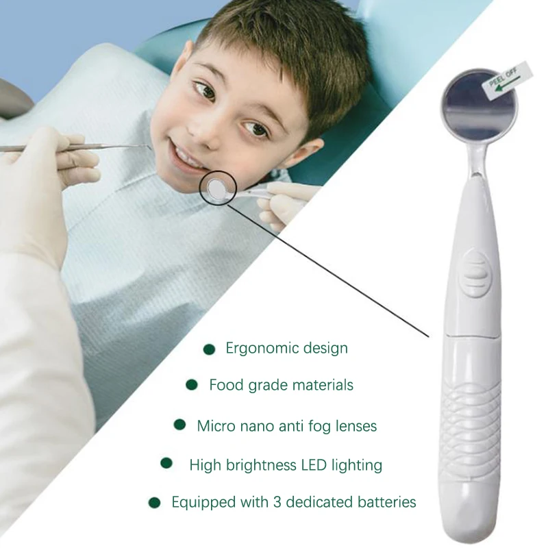 1pcs Dental Led Light Mouth Mirror Portable Reusable Dentist Oral Checking Anti Fog Bright Tooth Care Hygiene Clean Instrument