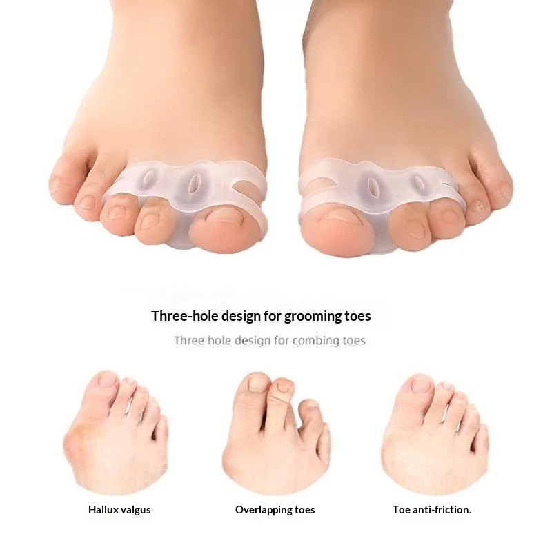 1Pair Silicone Three Hole Toe Separator Fingers Feet Toe Spreader Hallux Valgus Bunion Corrector Toe Straightener Corrector