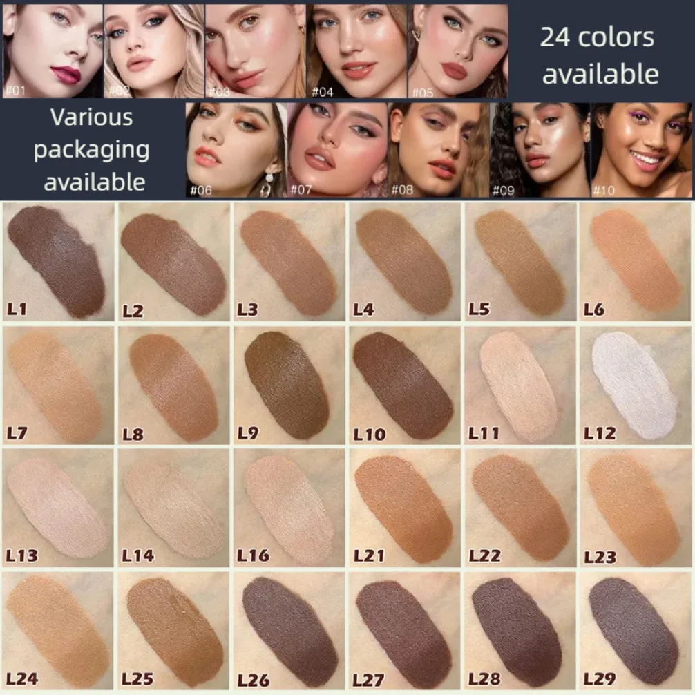 Fond de teint à couverture complète, marque privée végétalienne, 24 couleurs, longue durée, haute couverture, Logo personnalisé, cosmétiques, vente en gros