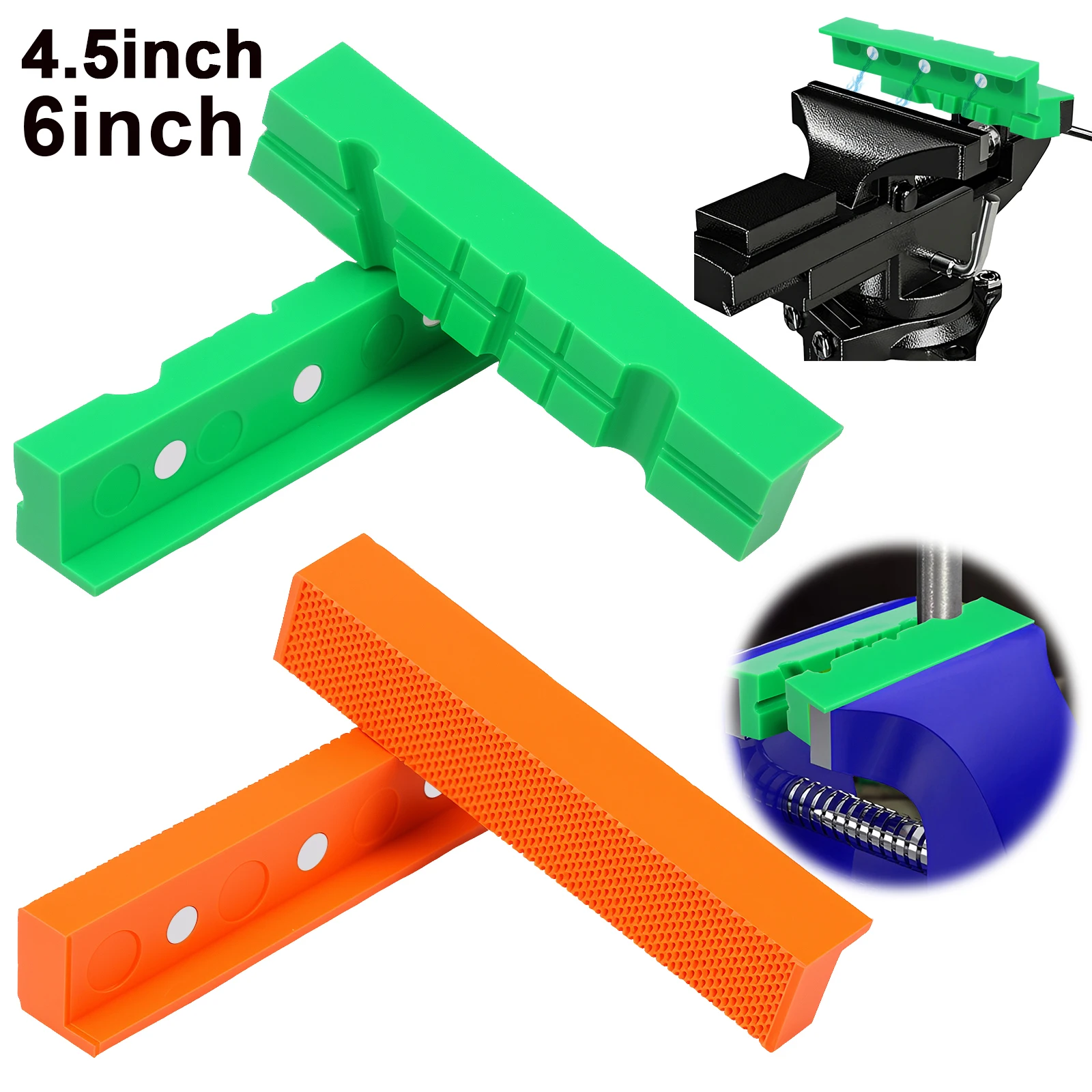 

2 пары магнитных накладок для тисков 4,5/6 дюймов, пластиковые защитные чехлы для тисков, 1 набор накладок с многочисленными пазами и 1 стандартный набор накладок с вафельной текстурой