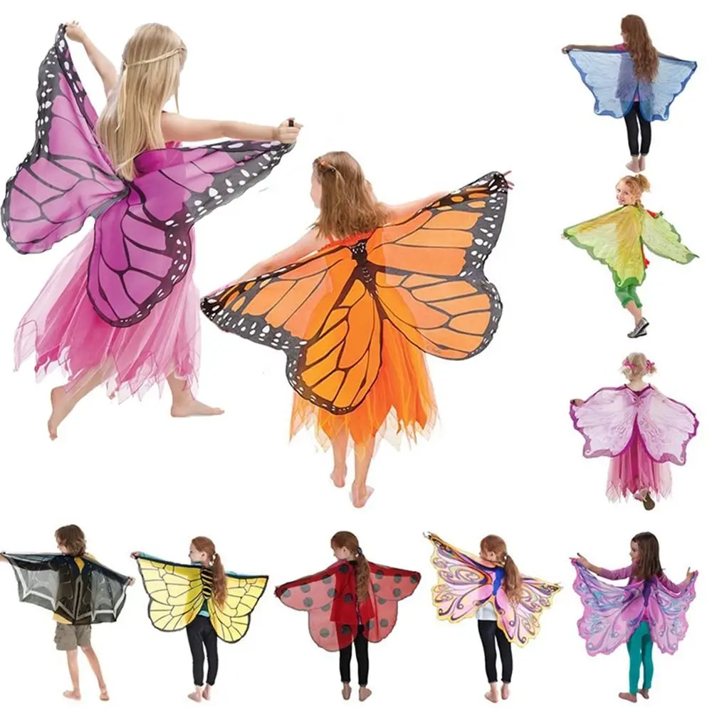 Chiffon Butterfly Wings para crianças, trajes de palco, máscara de fadas, Elf Angel Wings Cloak, traje de desempenho