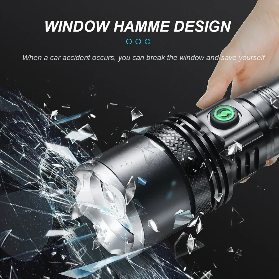 Heinast Tactical Flashlight Telescopic Zoom 3000LM LED Flashlight Waterproof Handheld Flash Working Emergency Camping Lantern