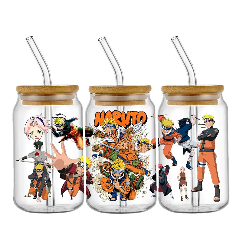 Japan Anime 16oz UV DTF Wraps Transfer Sticker DIY For Libbey Glass Cup Waterproof Wrap Transfers Decals Sailor Demon Slaye