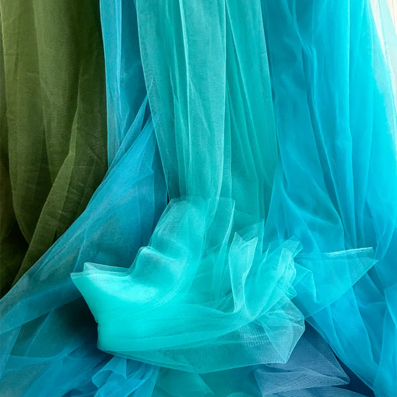 

1Yard Light Gauze Fog Mesh Fabric Blue Soft Tulle Yarn For DIY Background Veil Wedding Dress Fairy Tulle Bridal Decoration Mater