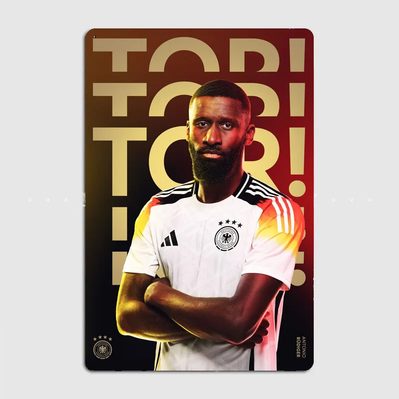 antonio Rudiger Football Player Retro Metal Poster Sign Club Mural Custom Wall Decor Tin Sign Room Decoration Home Decor