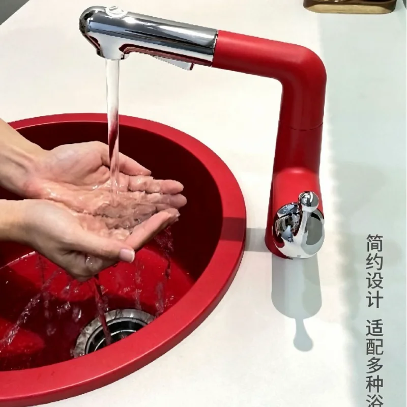 Bathroom Sink Faucet Pull out Stream Sprayer Hot Cold Water Sink Mixer Wash Tap For Bathroom 360° Degree Rotation Tap