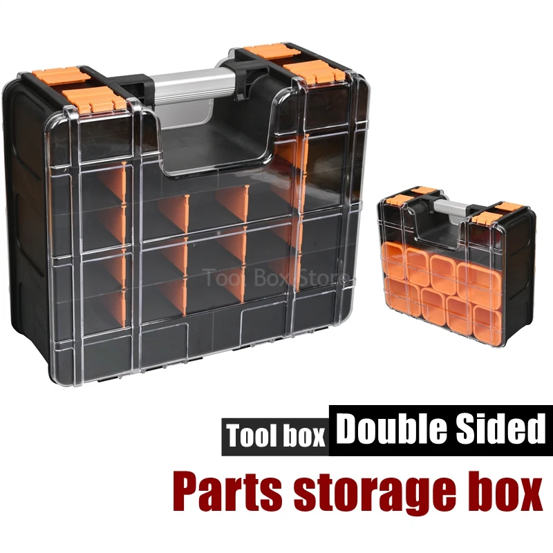 

Portable Parts Box Toolbox Double Sided Detachable Tool Storage Box Screw Hardware Tool Case Plastic Tool Suitcase for Mechanic