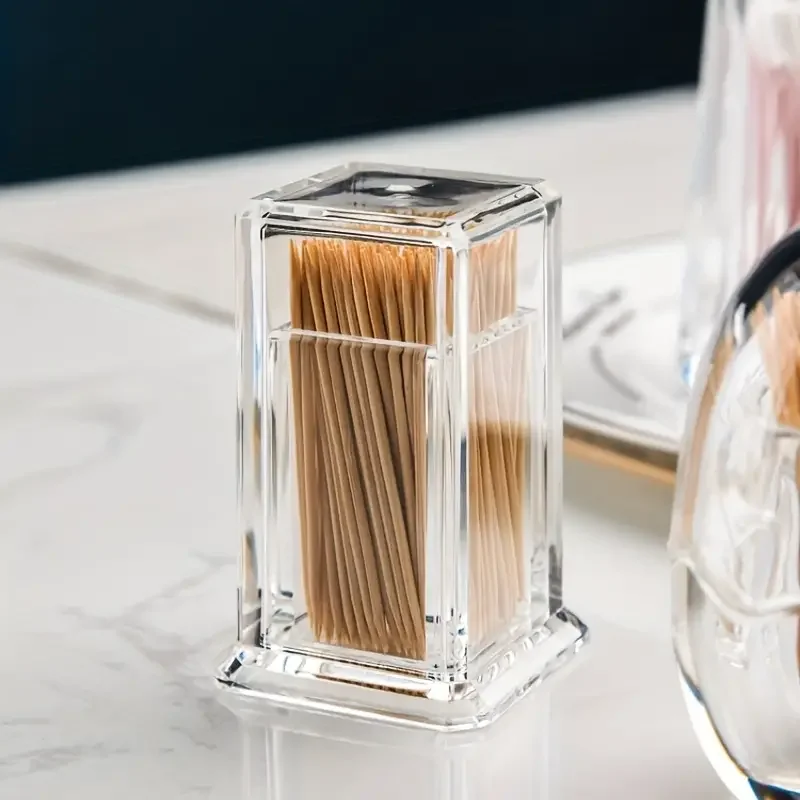 Toothpick Dispenser, Transparent Thickened Square Toothpick Box, Hard Acrylic Material Toothpick Holder, For Living Room