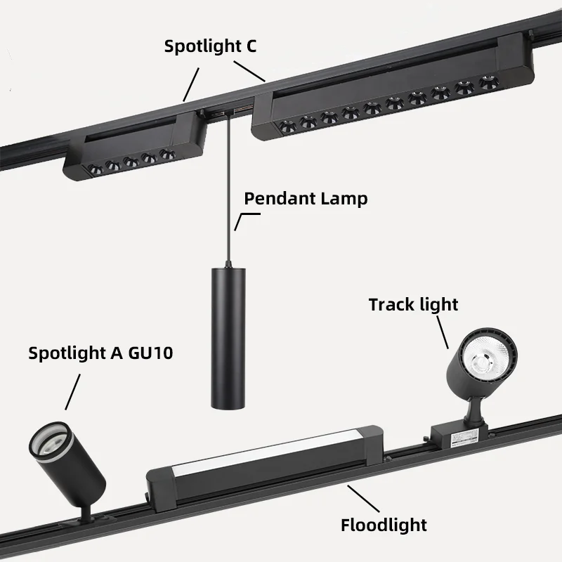 

Full Set Spotlight Rail Light System Led Track Light Fixture Cob Track Lighting For Living Room Store Kitchen Ceiling Track Lamp