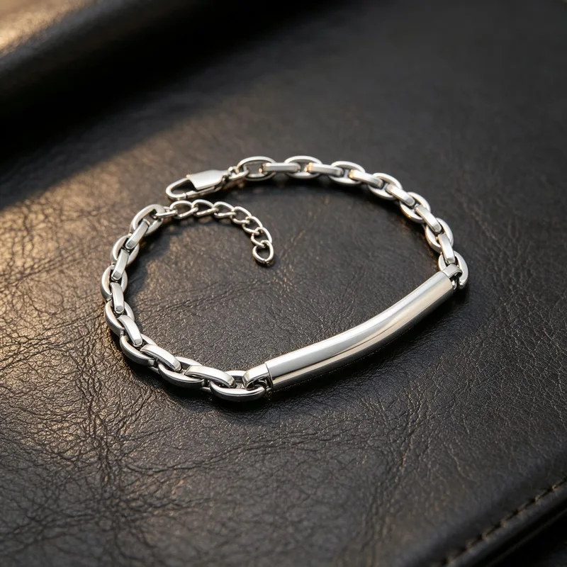 Stainless Steel Blank Bar Bracelets Punk Hip Pop Gold Color Thick Chain For Women Men Family Jewelry Couple Gifts