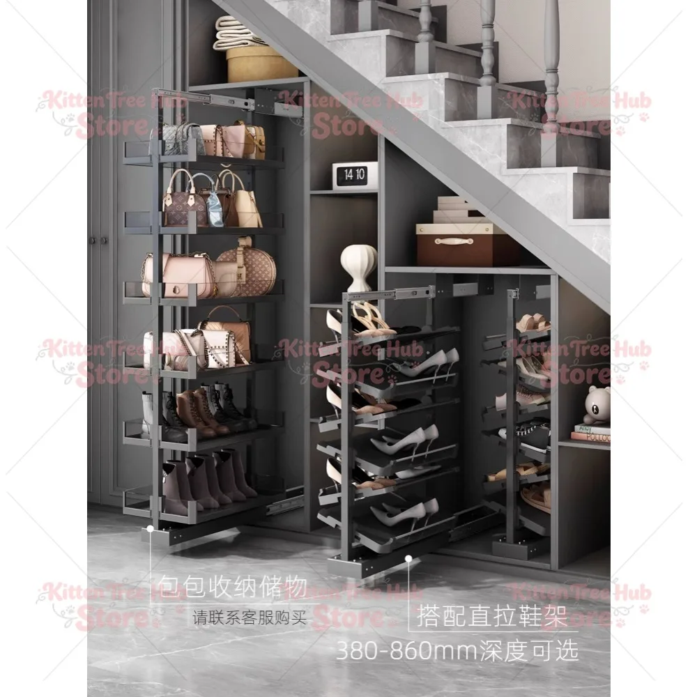 Group A 380mm Depth Telescopic Shoe Rack Pull Out Layered Storage Organizer for Deep Shallow Cabinet Closet