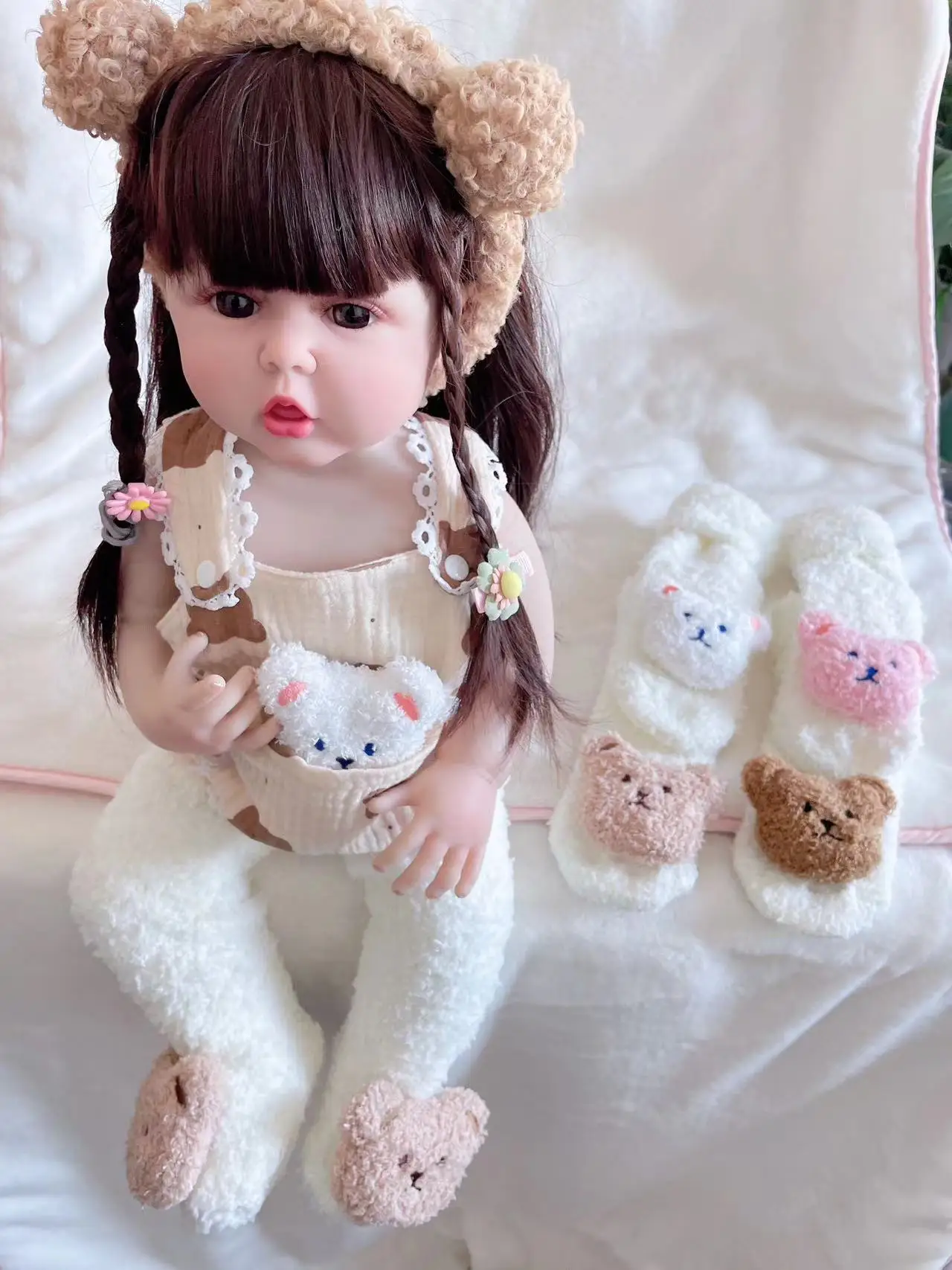 

Зимние длинные теплые утепленные носки для новорожденных, детские гетры для ног, однотонные носки-тапочки для младенцев, детские носки для сна