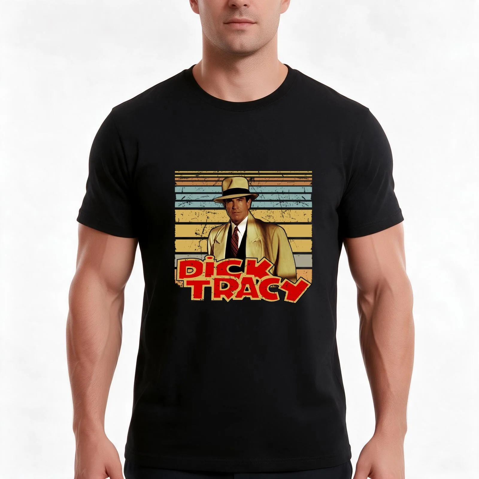 Dick Tracy Retro Man T-Shirt Summer Casual Cotton Tee Oversized Streetwear Tops Vintage Graphic Print Loose Fit Short Sleeve
