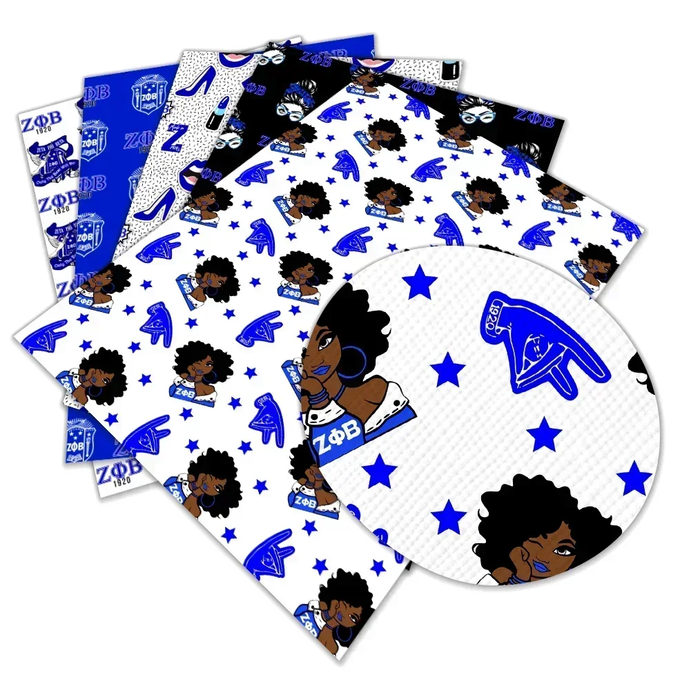 Zeta Phi Beta Sorority estampado patrón impreso hojas de cuero sintético hojas de vinilo DIY pendiente lazo para el pelo manualidades cuero 12*8"