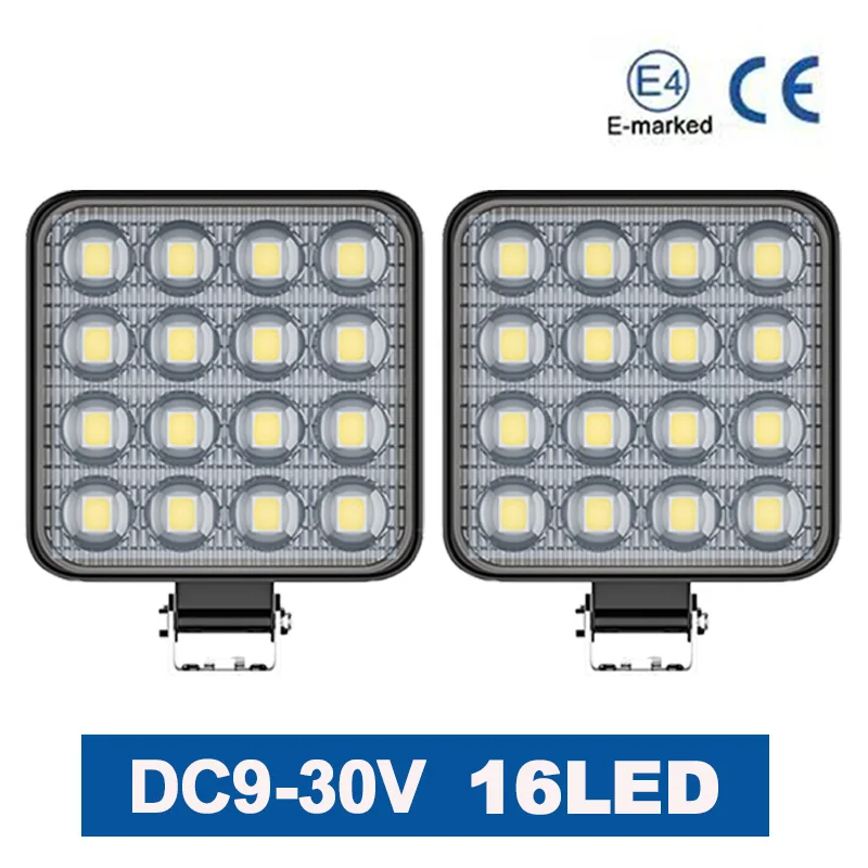 Luz de Trabajo LED con Lente Convexa, Luces Antiniebla Impermeables de 48W con Soporte para Camioneta, Tractor, SUV, UTV, ATV, Jeep, DC9-30V