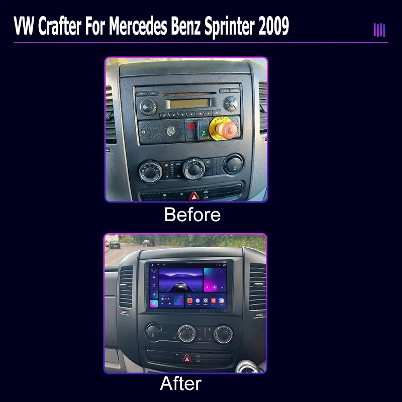 Android Car Radio Multimedia player for VW Crafter For Mercedes Benz Sprinter 2009 GPS Navigation Stereo Screen Video Tape