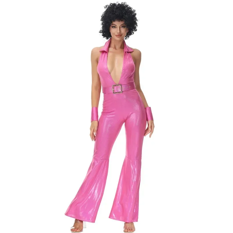 المرأة مثير خمر 60s 70s روك الهبي تأثيري حلي بذلة ديسكو مرحلة الأداء الرقص الزي