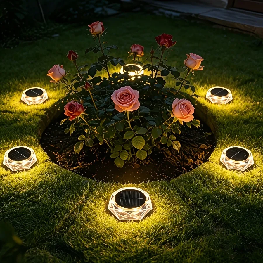 Solar Outdoor Garden Decorative Path Lights, Solar Ground Lights, Automatic On/Off Warm White LED Solar Landscape Lights, for Yard, Patio, Lawn, Flower Bed, Courtyard Decoration(8 Pack)