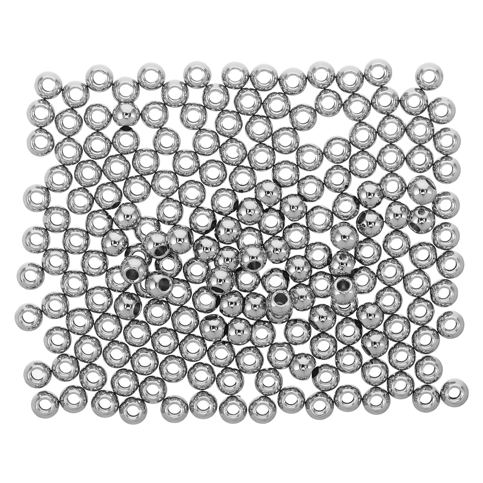 

200Pcs Stainless Steel Large Hole Round Jewelry Beads Smooth Spacer Beads for Crafting Bracelets Necklaces Accessories