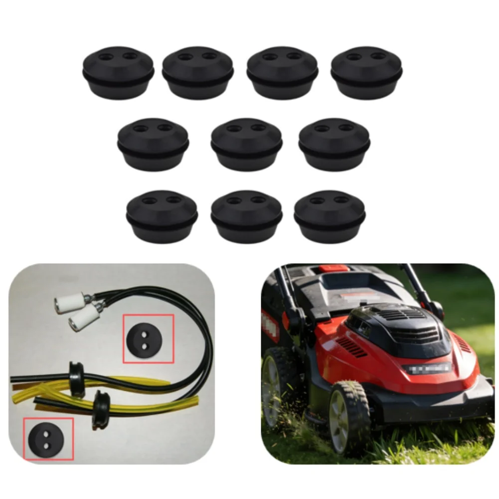 21.5mm Rubber Fuel Tank Grommet 2 Holes For Trimmer Brush Cutter Lawn Mower Gas Line Seal Replacement Accessories 10PCS
